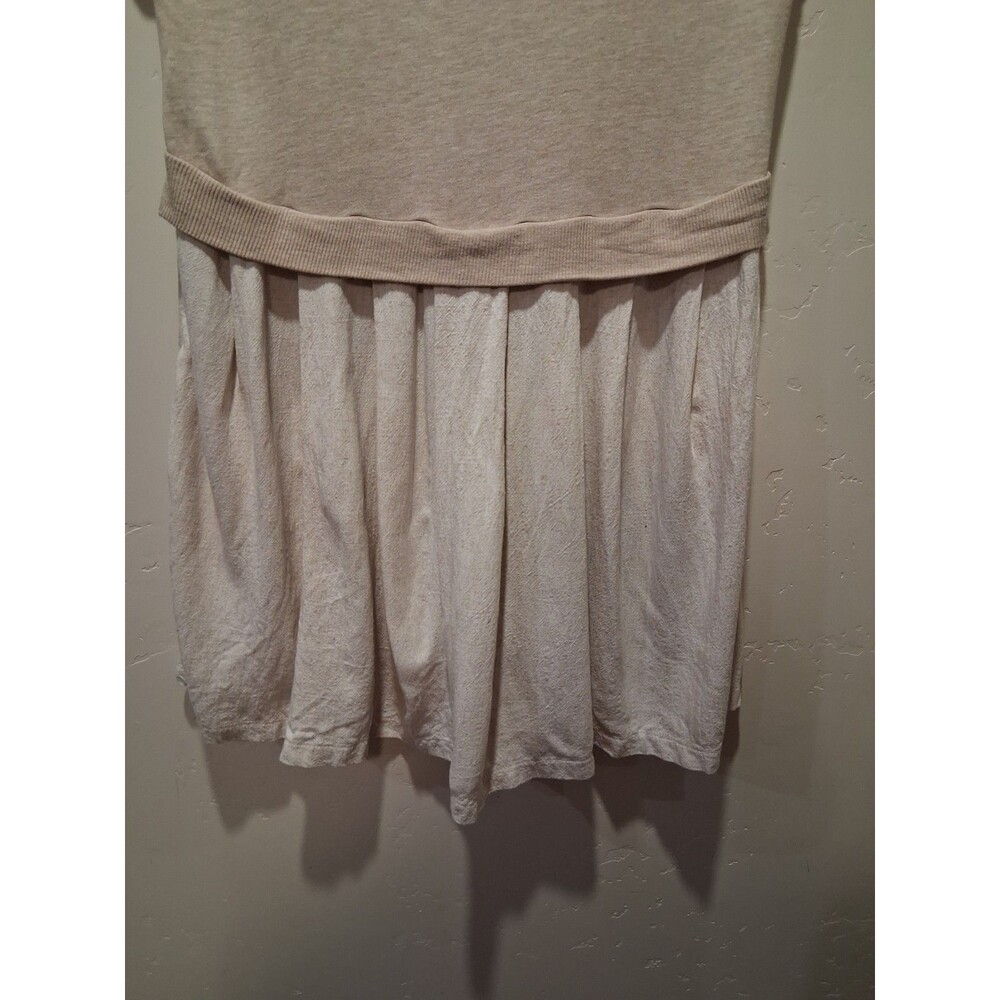 Ces Femme Oatmeal French Terry Pleated Sleeveless Mini Dress Lagenlook Artsy M/L - Picture 4 of 9